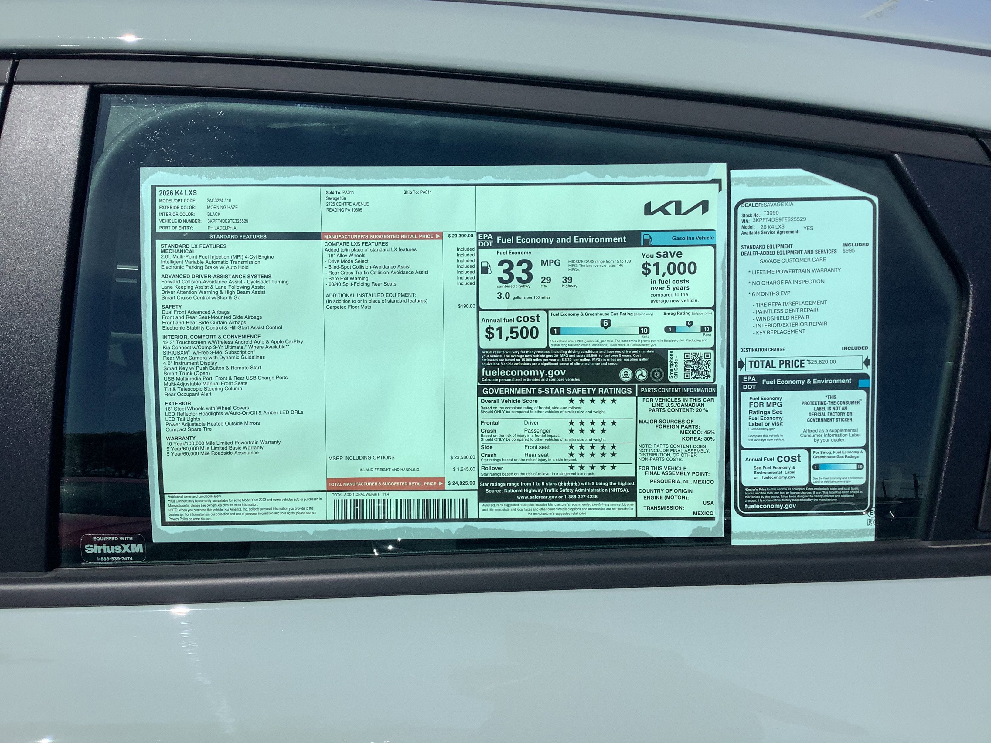 2026 Kia K4 LXS